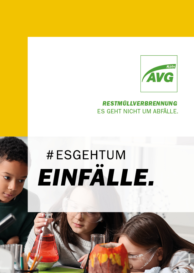 Cover der AVG Köln Broschüre Restmüllverbrennungsanlage #esgehtum Einfälle.